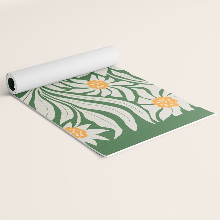 White Camellia & Fern Green Yoga Mat Gallery Image 2