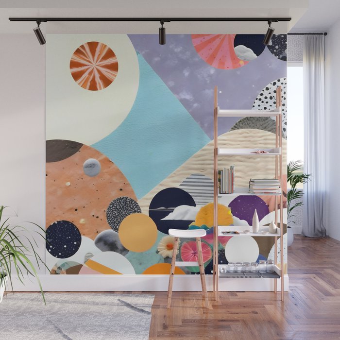 A Fantastic Journey, Graphic Collage Eclectic, Cutout Pop Art Contemporary, Snow Mountain Winter Textures Patterns, Geometric Digital Wall Mural Gallery Image 1