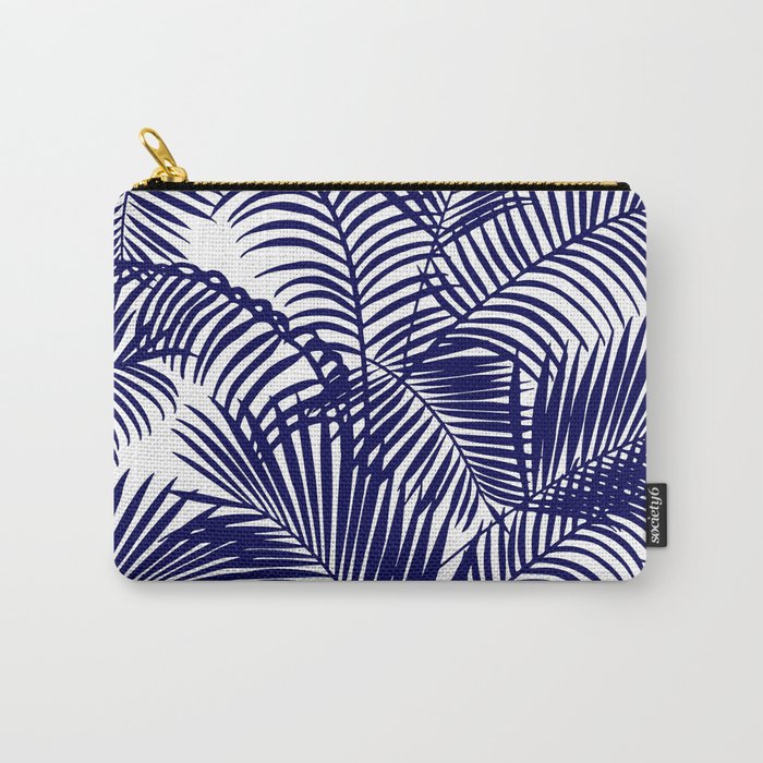 Modern blue white tropical palm trees pattern Carry All Pouch Gallery Image 1