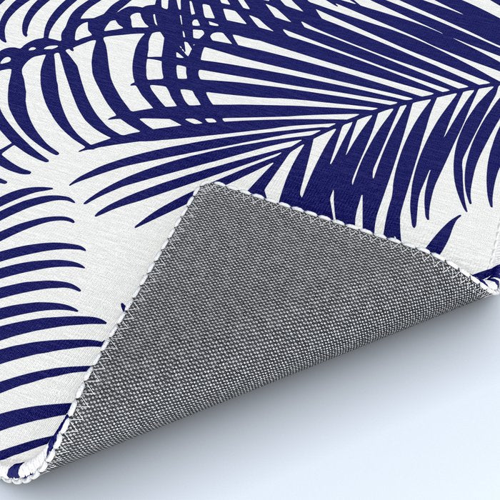 Modern blue white tropical palm trees pattern Rug Gallery Image 4