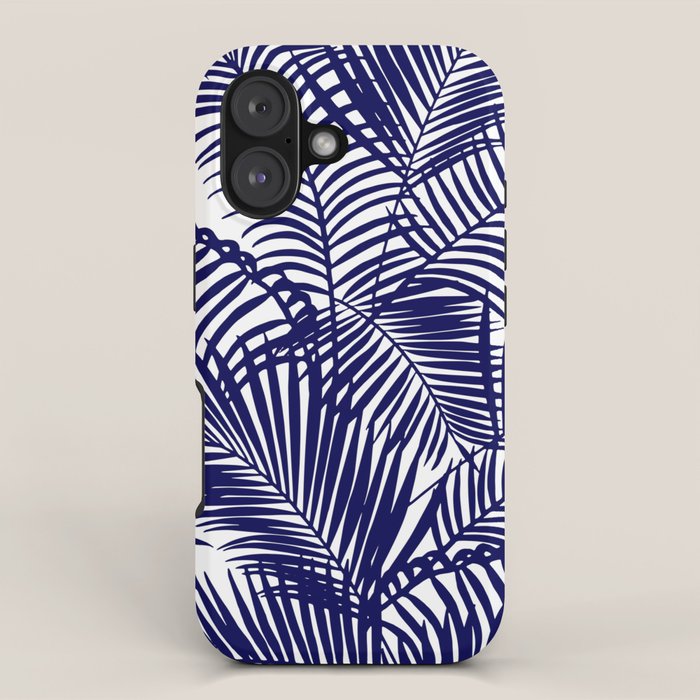 Modern blue white tropical palm trees pattern iPhone Case Gallery Image 1