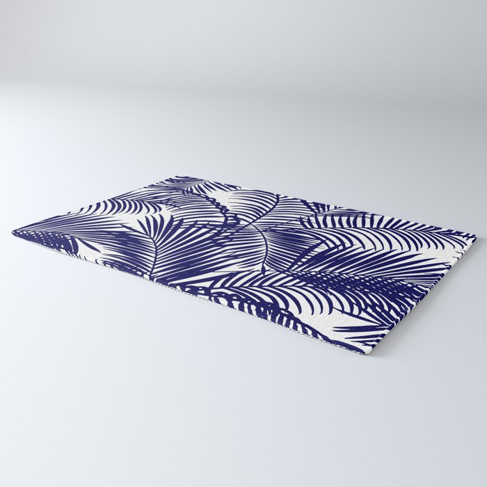 Modern blue white tropical palm trees pattern Rug Gallery Image 3