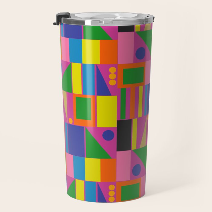 Colorful Mid Century Modern Modtastic Geometric Pattern Travel Mug Gallery Image 3