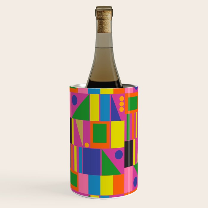 Colorful Mid Century Modern Modtastic Geometric Pattern Wine Chiller Gallery Image 2