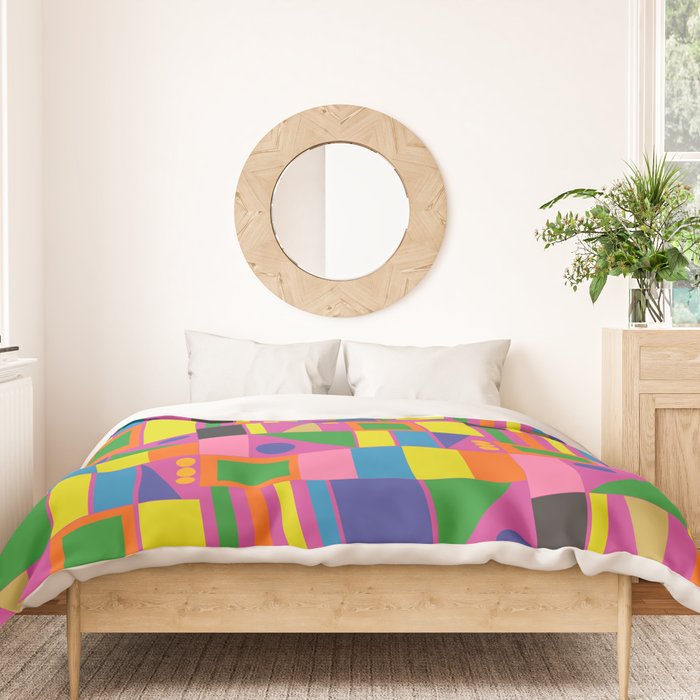 Colorful Mid Century Modern Modtastic Geometric Pattern Duvet Cover Gallery Image 3
