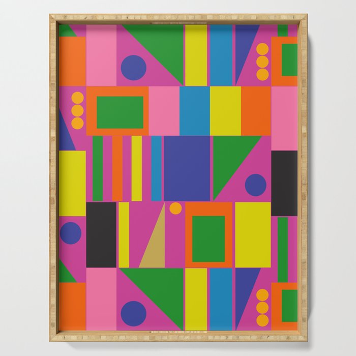 Colorful Mid Century Modern Modtastic Geometric Pattern Serving Tray Gallery Image 1