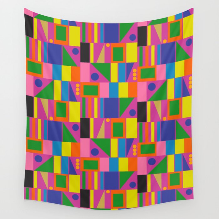 Colorful Mid Century Modern Modtastic Geometric Pattern Wall Tapestry Gallery Image 4