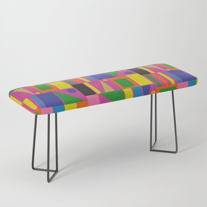 Colorful Mid Century Modern Modtastic Geometric Pattern Bench Gallery Image 1