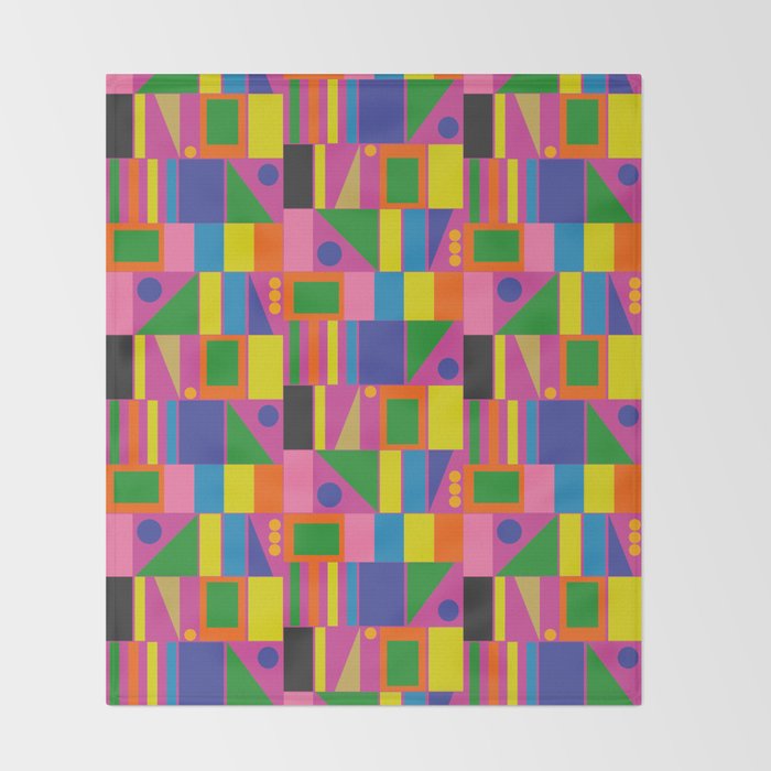 Colorful Mid Century Modern Modtastic Geometric Pattern Throw Blanket Gallery Image 2