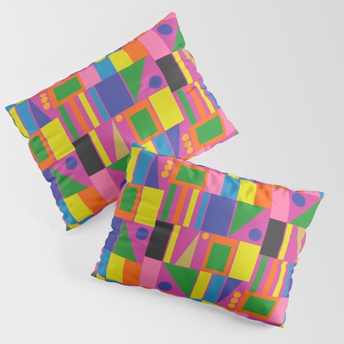 Colorful Mid Century Modern Modtastic Geometric Pattern Pillow Sham Gallery Image 3