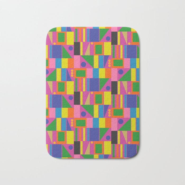 Colorful Mid Century Modern Modtastic Geometric Pattern Bath Mat Gallery Image 1