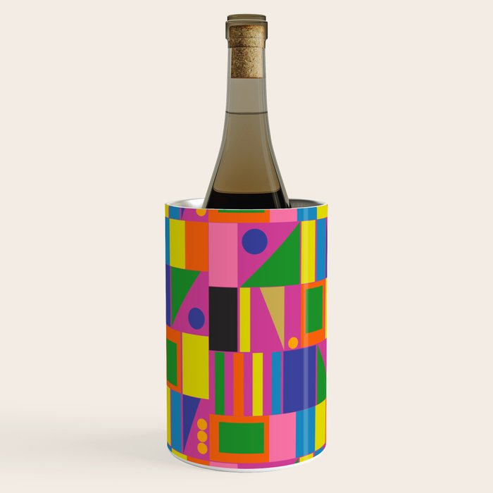 Colorful Mid Century Modern Modtastic Geometric Pattern Wine Chiller Gallery Image 3