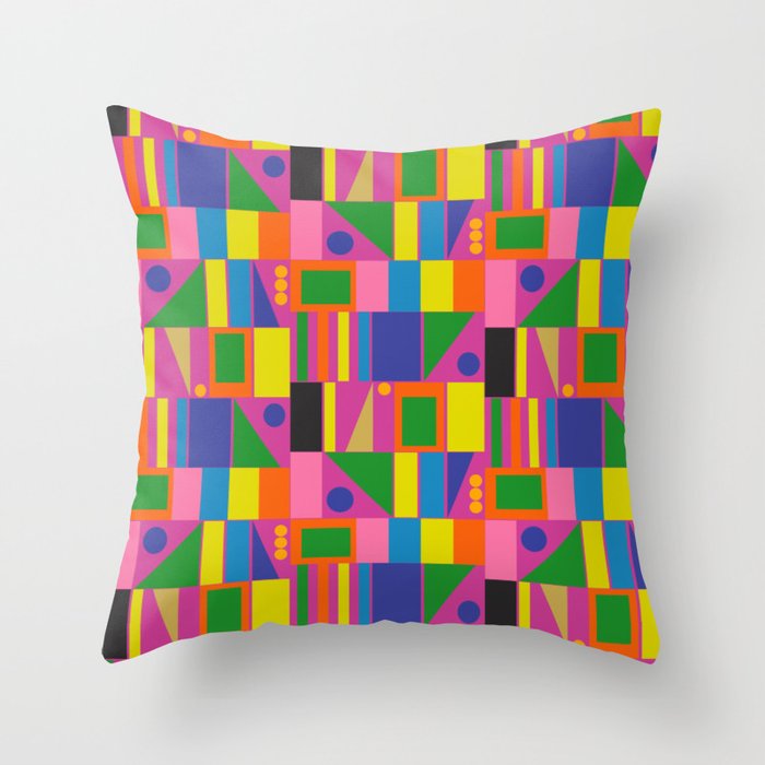 Colorful Mid Century Modern Modtastic Geometric Pattern Throw Pillow Gallery Image 6