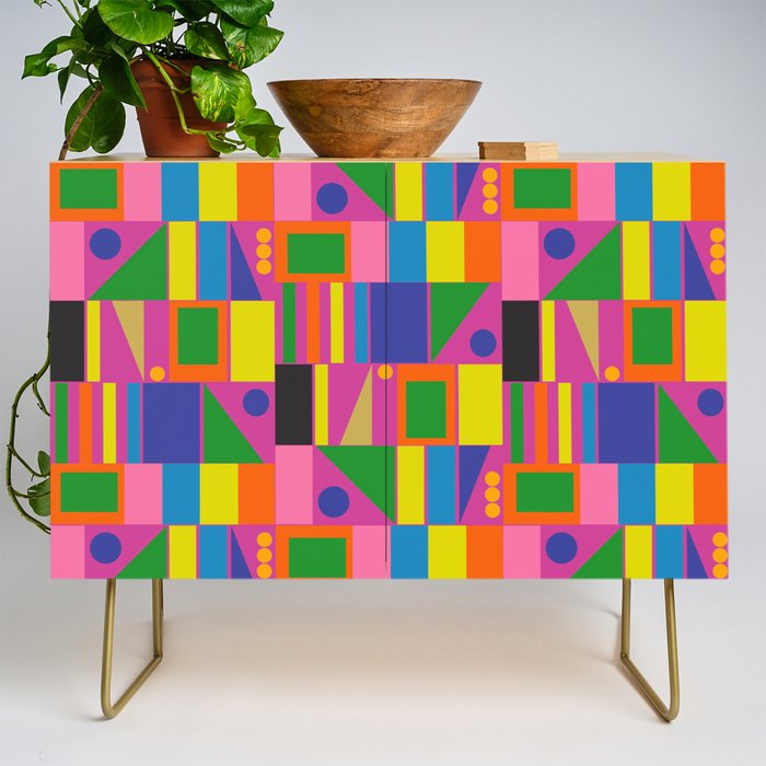 Colorful Mid Century Modern Modtastic Geometric Pattern Credenza Gallery Image 1