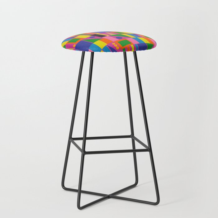 Colorful Mid Century Modern Modtastic Geometric Pattern Stool Gallery Image 1