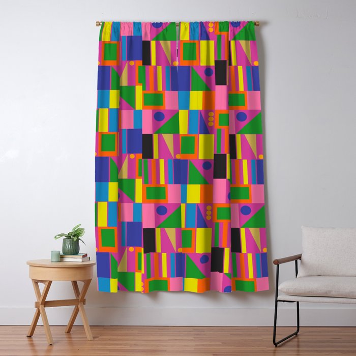 Colorful Mid Century Modern Modtastic Geometric Pattern Window Curtain Gallery Image 5