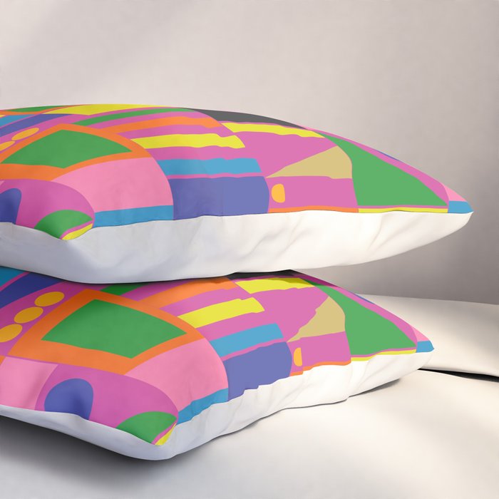 Colorful Mid Century Modern Modtastic Geometric Pattern Pillow Sham Gallery Image 3