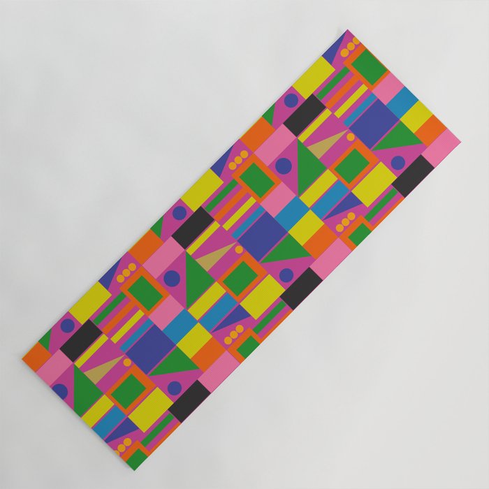 Colorful Mid Century Modern Modtastic Geometric Pattern Yoga Mat Gallery Image 1