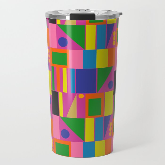 Colorful Mid Century Modern Modtastic Geometric Pattern Travel Mug Gallery Image 1