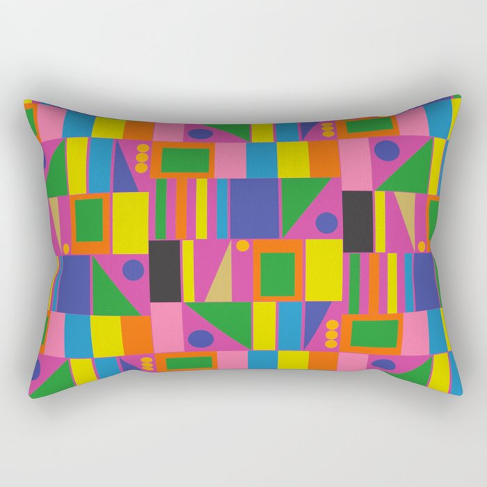 Colorful Mid Century Modern Modtastic Geometric Pattern Rectangular Pillow Gallery Image 2