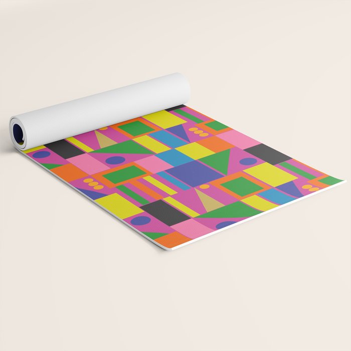 Colorful Mid Century Modern Modtastic Geometric Pattern Yoga Mat Gallery Image 2