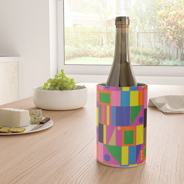 Colorful Mid Century Modern Modtastic Geometric Pattern Wine Chiller Gallery Image 4