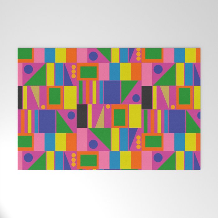 Colorful Mid Century Modern Modtastic Geometric Pattern Welcome Mat Gallery Image 1