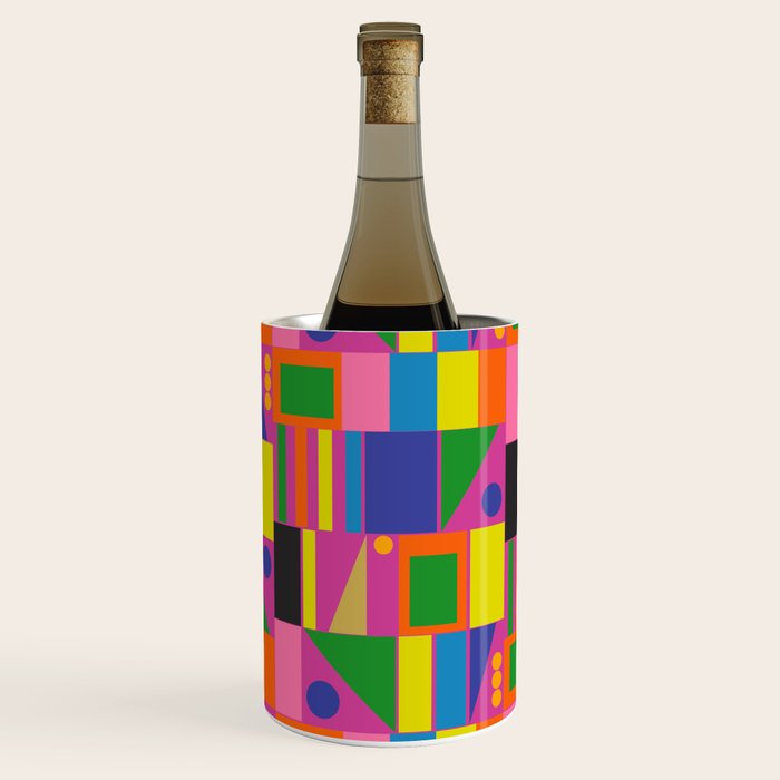 Colorful Mid Century Modern Modtastic Geometric Pattern Wine Chiller Gallery Image 1