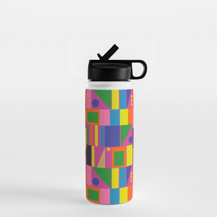 Colorful Mid Century Modern Modtastic Geometric Pattern Water Bottle Gallery Image 1
