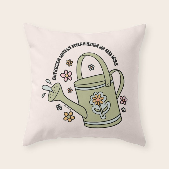 Capricorn Watering Can Throw Pillow Gallery Image 1