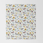 Horses and Sunflowers, Horse Art, Horse Decor, Yellow Flowers, Equestrian Art Throw Blanket Gallery Image 2