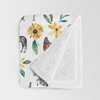Horses and Sunflowers, Horse Art, Horse Decor, Yellow Flowers, Equestrian Art Throw Blanket Gallery Image 3