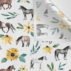 Horses and Sunflowers, Horse Art, Horse Decor, Yellow Flowers, Equestrian Art Wall Tapestry Gallery Image 3