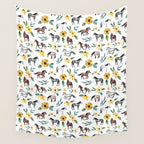 Horses and Sunflowers, Horse Art, Horse Decor, Yellow Flowers, Equestrian Art Wall Tapestry Gallery Image 4