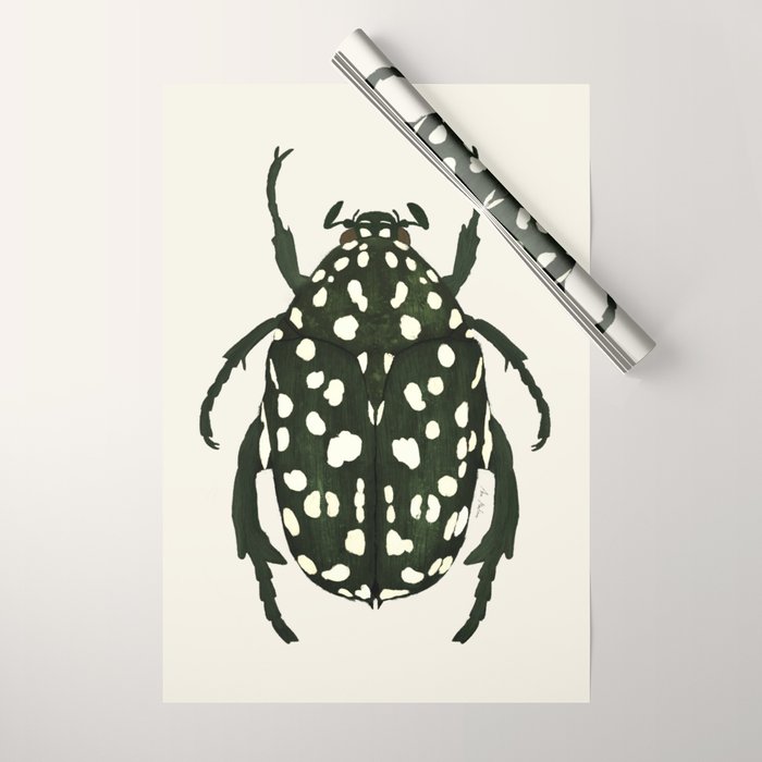 green beetle insect Wrapping Paper Gallery Image 1