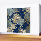 Floral Blooms and Leave, Blue, Navy, Gold, Cream Wall Mural Gallery Image 2