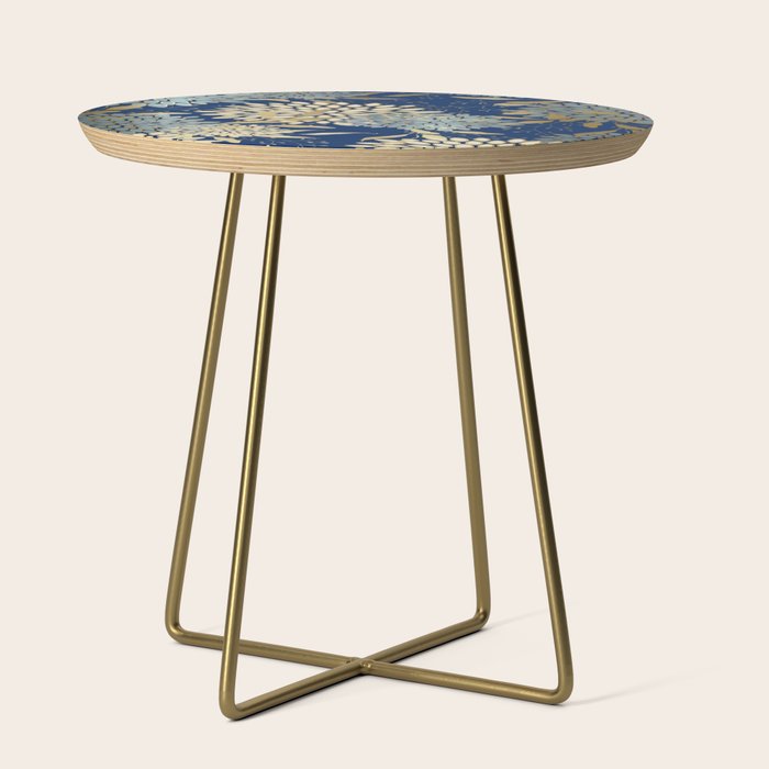Floral Blooms and Leave, Blue, Navy, Gold, Cream Side Table Gallery Image 1