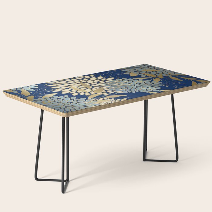 Floral Blooms and Leave, Blue, Navy, Gold, Cream Coffee Table Gallery Image 1