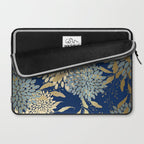 Floral Blooms and Leave, Blue, Navy, Gold, Cream Laptop Sleeve Gallery Image 2