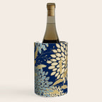 Floral Blooms and Leave, Blue, Navy, Gold, Cream Wine Chiller Gallery Image 2