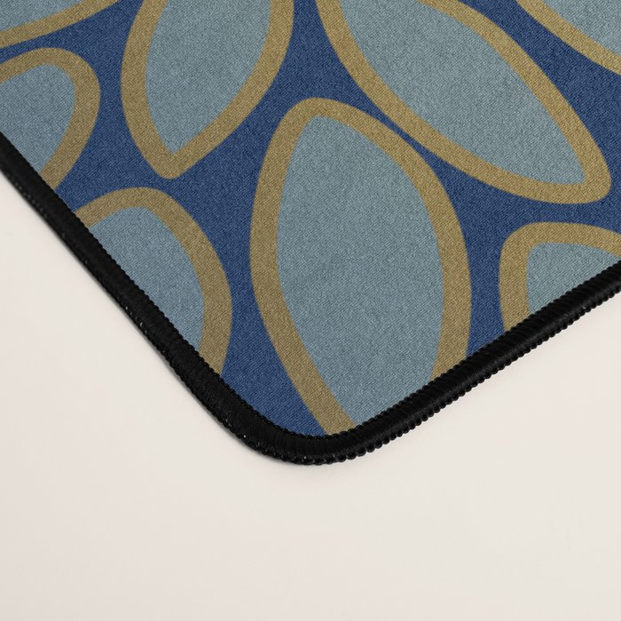 Floral Blooms and Leave, Blue, Navy, Gold, Cream Desk Mat Gallery Image 4