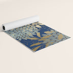 Floral Blooms and Leave, Blue, Navy, Gold, Cream Yoga Mat Gallery Image 2