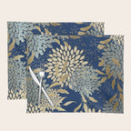 Floral Blooms and Leave, Blue, Navy, Gold, Cream Placemat Gallery Image 1