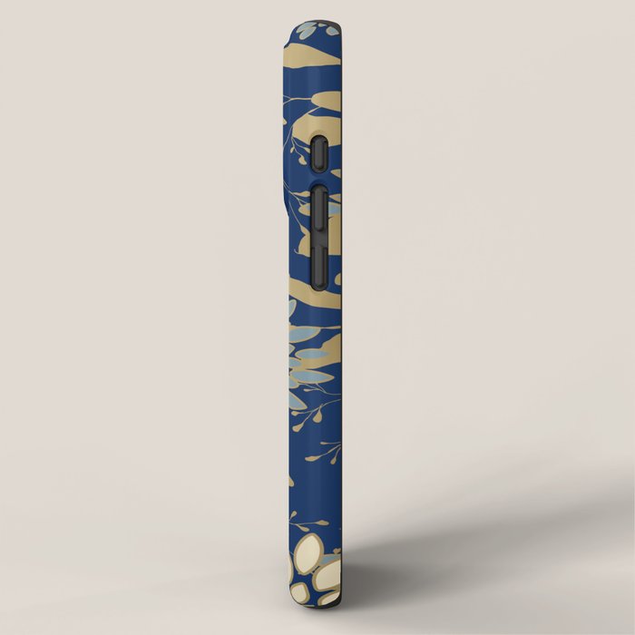 Floral Blooms and Leave, Blue, Navy, Gold, Cream iPhone Case Gallery Image 2