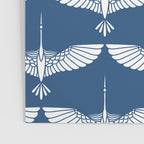 Japanese Crane Ornate Art Deco Blue & White Pattern Poster Gallery Image 3