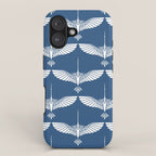 Japanese Crane Ornate Art Deco Blue & White Pattern iPhone Case Gallery Image 1