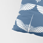 Japanese Crane Ornate Art Deco Blue & White Pattern Pillow Sham Gallery Image 4
