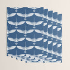 Japanese Crane Ornate Art Deco Blue & White Pattern Wrapping Paper Gallery Image 3