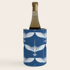 Japanese Crane Ornate Art Deco Blue & White Pattern Wine Chiller Gallery Image 1