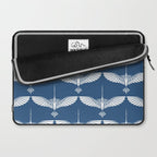 Japanese Crane Ornate Art Deco Blue & White Pattern Laptop Sleeve Gallery Image 2